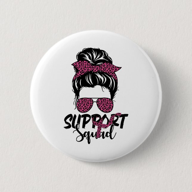Support Squad Breast Cancer Shirt for Women Messy Knapp (Framsida)