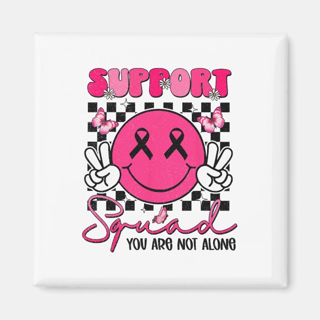Support Squad Breast Cancer Smile Ansikte Rosa Rib Magnet (Framsidan)