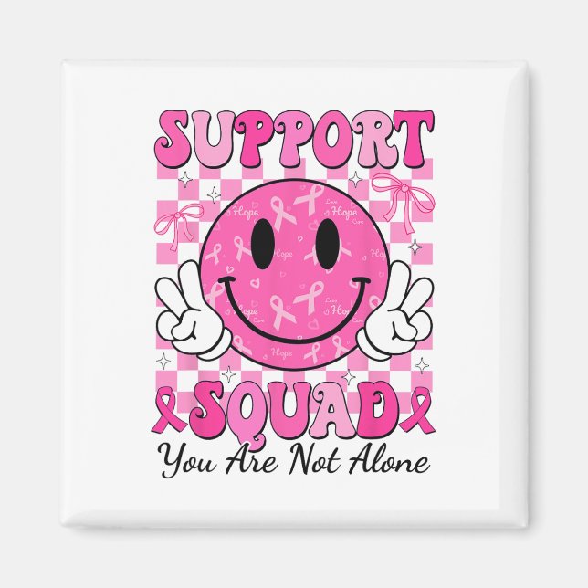 Support Squad Breast Cancer Smile Ansikte Rosa Rib Magnet (Framsidan)