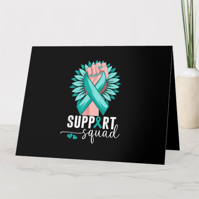 Support Squad Cervical Cancer Awareness Teal & Whi Kort (Framsida)