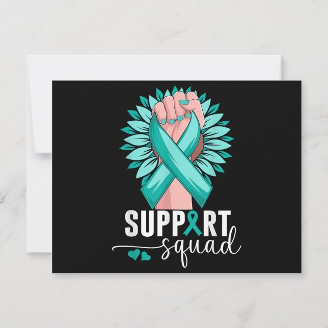Support Squad Cervical Cancer Awareness Teal & Whi Tack Kort (Framsida)
