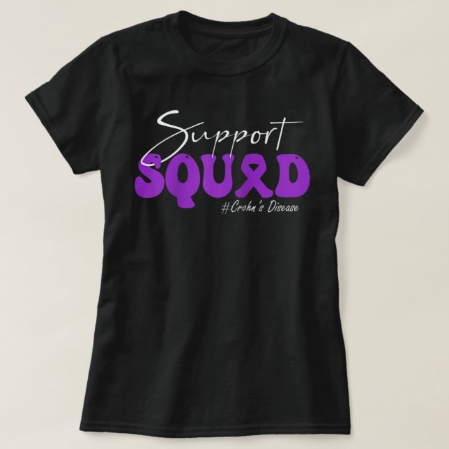 Support Squad Crohns Disease Awareness Lila Rib T Shirt (Design framsida)