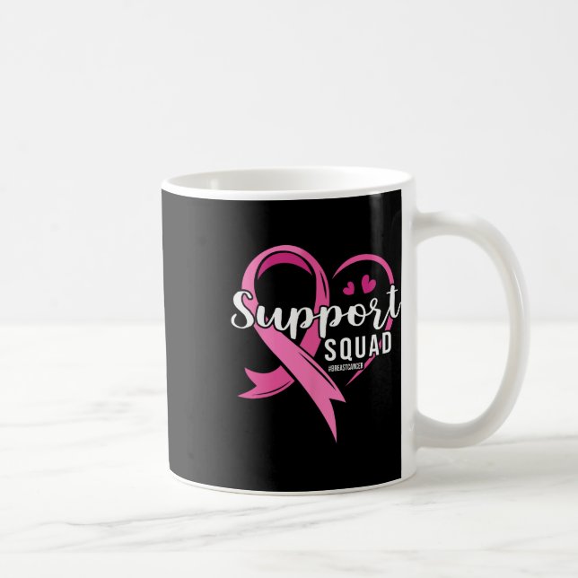 Support Squad Cute Heart Breast Cancer Awareness Kaffemugg (Höger)