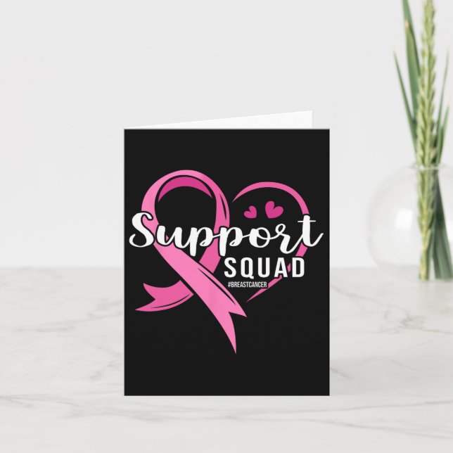 Support Squad Cute Heart Breast Cancer Awareness Kort (Framsida)