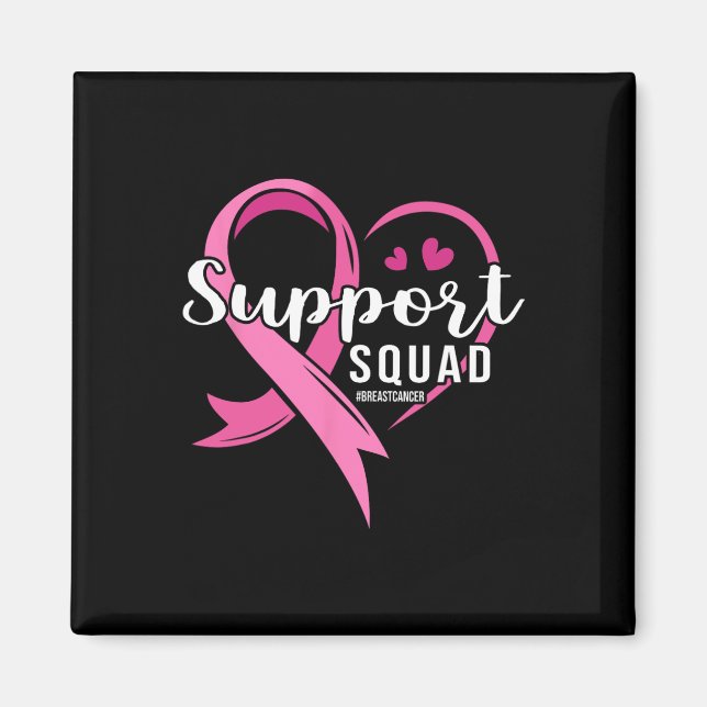 Support Squad Cute Heart Breast Cancer Awareness Magnet (Framsidan)