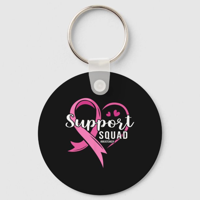 Support Squad Cute Heart Breast Cancer Awareness Nyckelring (Framsida)