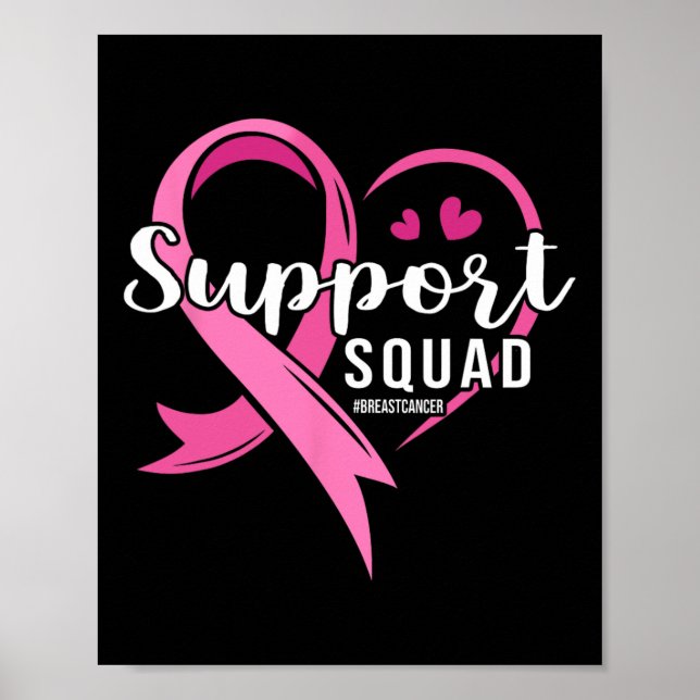 Support Squad Cute Heart Breast Cancer Awareness Poster (Framsidan)