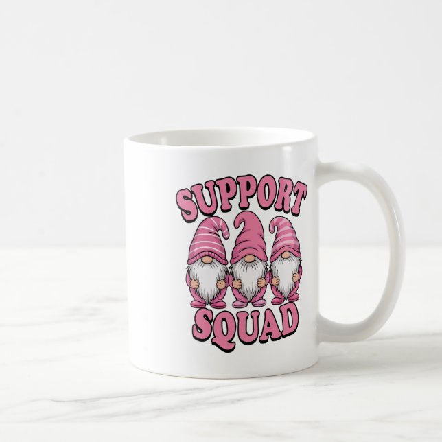 Support Squad Cute Rosa Gnome Breast Cancer Kaffemugg (Höger)