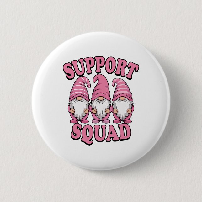 Support Squad Cute Rosa Gnome Breast Cancer Knapp (Framsida)