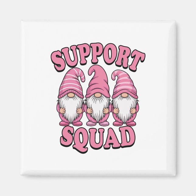 Support Squad Cute Rosa Gnome Breast Cancer Magnet (Framsidan)