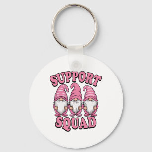 Support Squad Cute Rosa Gnome Breast Cancer Nyckelring