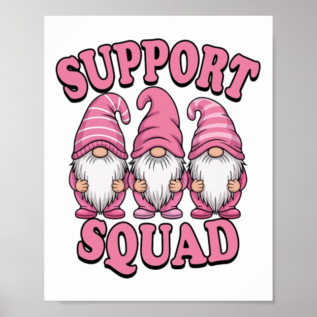 Support Squad Cute Rosa Gnome Breast Cancer Poster (Framsidan)