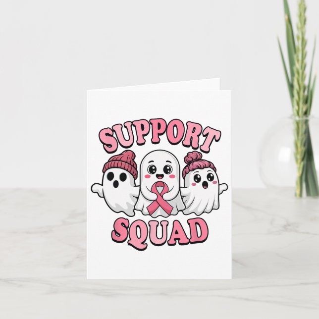 Support Squad Cute Spöken Breast Cancer Awareness Kort (Framsida)
