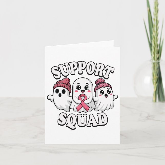 Support Squad Cute Spöken Breast Cancer Awareness Kort (Framsida)