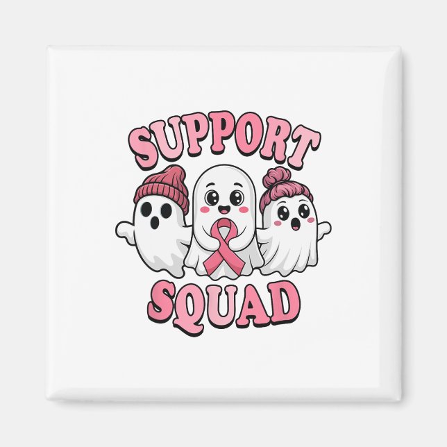 Support Squad Cute Spöken Breast Cancer Awareness Magnet (Framsidan)