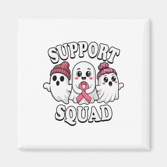 Support Squad Cute Spöken Breast Cancer Awareness Magnet (Framsidan)