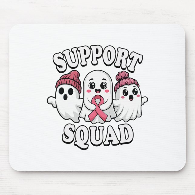 Support Squad Cute Spöken Breast Cancer Awareness Musmatta (Framsidan)