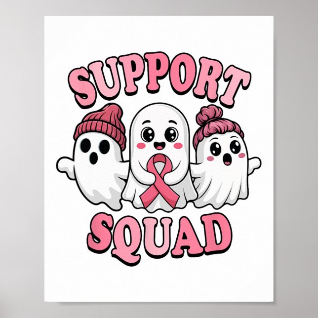 Support Squad Cute Spöken Breast Cancer Awareness Poster (Framsidan)