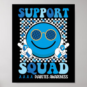 Support Squad Diabetes Awareness Smile Ansikte Gro Poster