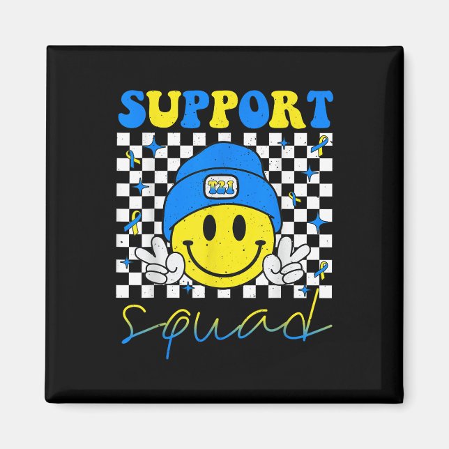 Support Squad Down Syndrome Awareness Day Groovy Magnet (Framsidan)