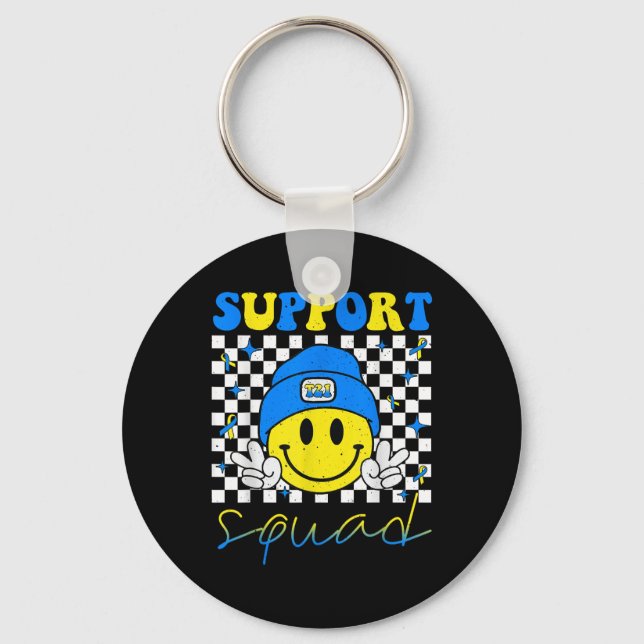 Support Squad Down Syndrome Awareness Day Groovy Nyckelring (Framsida)