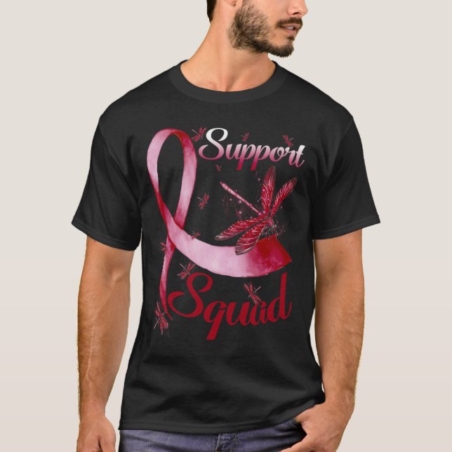 Support Squad Dragonfly Brain Aneurysm Awareness T Shirt (Framsida)