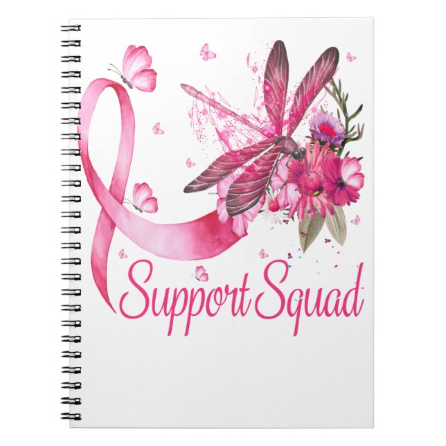 Support Squad Dragonfly Breast Cancer Awareness Anteckningsbok (Framsidan)