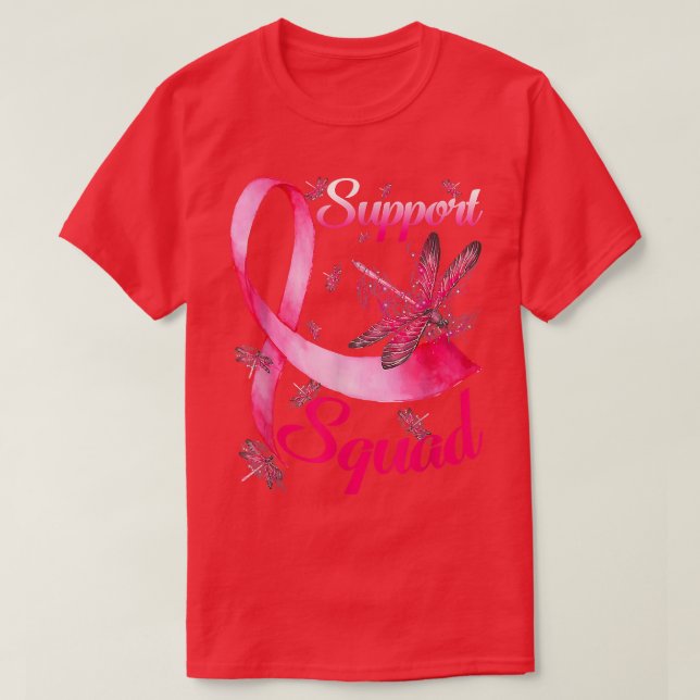 Support Squad Dragonfly Breast Cancer Awareness Wa T Shirt (Design framsida)