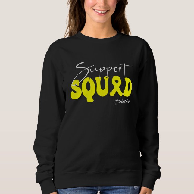 Support Squad Endometriosis Awareness Yellow Ribbo T Shirt (Framsida)