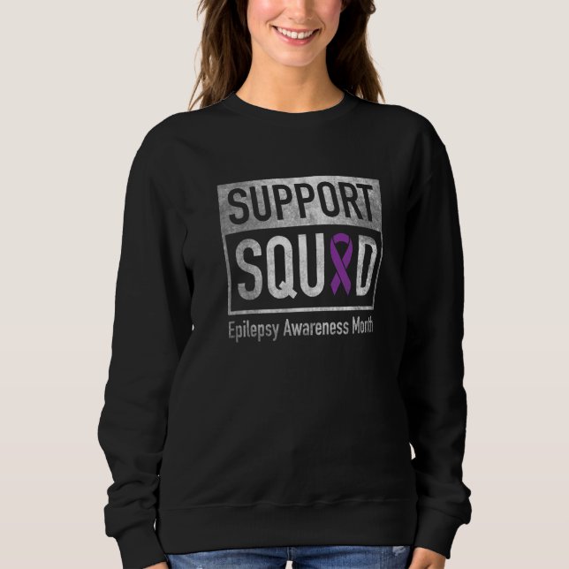 Support Squad Epilepsy Awareness Purple Ribbon  1 T Shirt (Framsida)