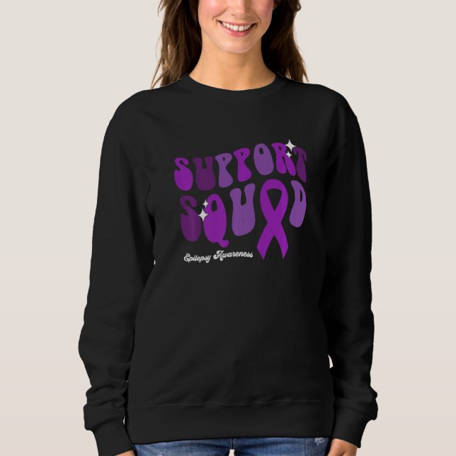 Support Squad Epilepsy Awareness Purple Ribbon  2 T Shirt (Framsida)