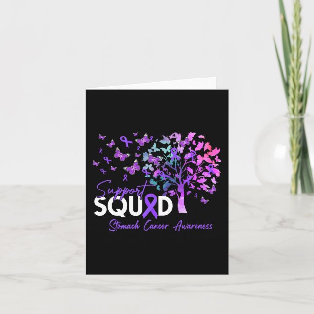 Support Squad Fall Träd Periwinkle Ribbon Stomach Kort (Framsida)