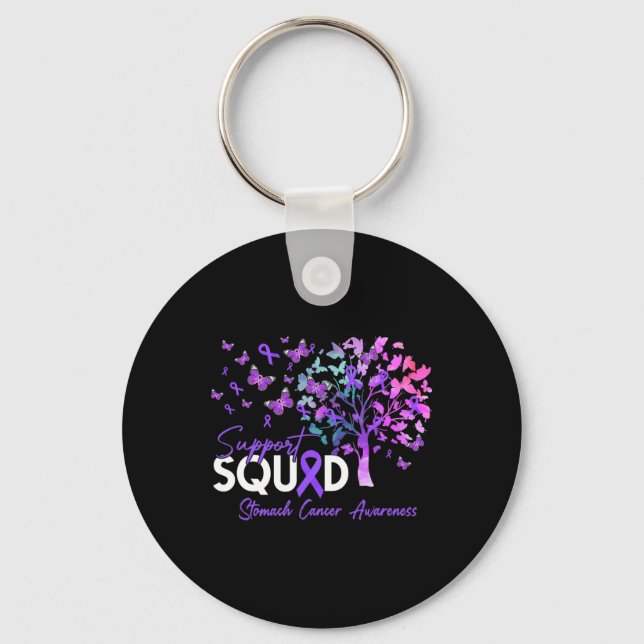 Support Squad Fall Träd Periwinkle Ribbon Stomach Nyckelring (Framsida)
