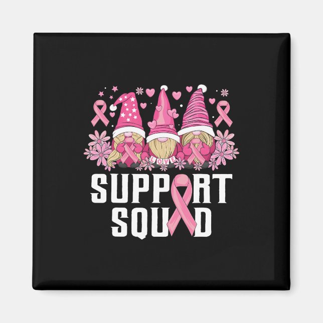 Support Squad Family Gnomes Breast Cancer Awarenes Magnet (Framsidan)