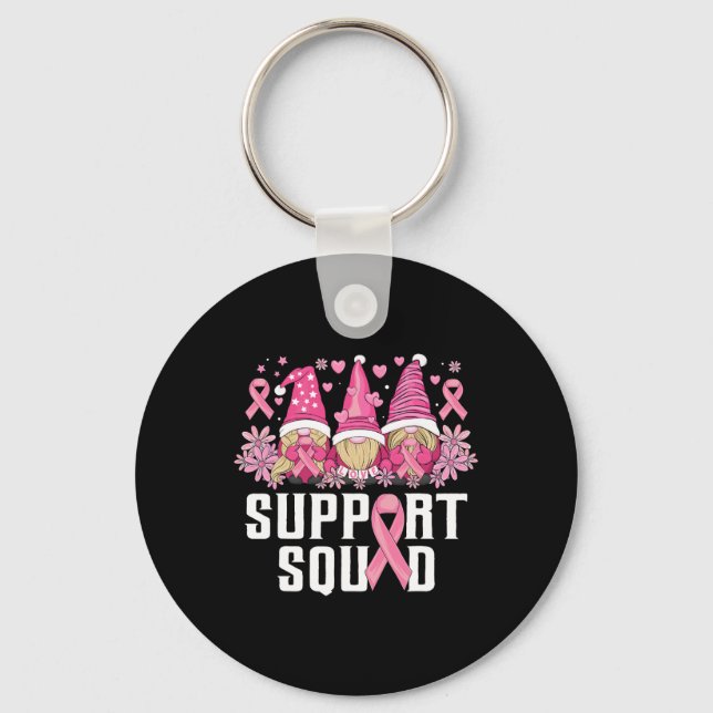 Support Squad Family Gnomes Breast Cancer Awarenes Nyckelring (Framsida)