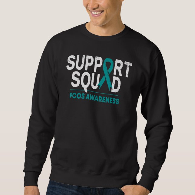 Support Squad Family Team Pcos Awareness Month Tea Lång Ärmad Tröja (Framsida)