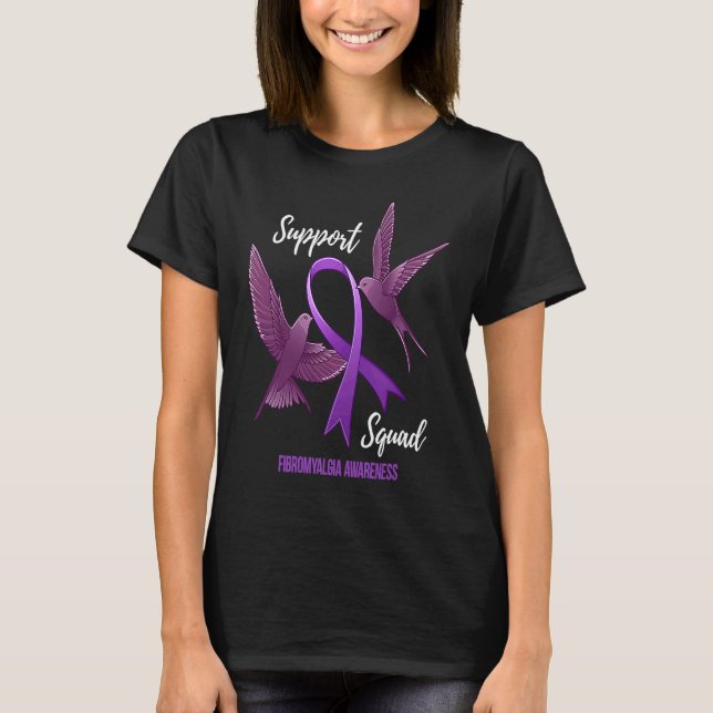 Support Squad Fibromyalgia Awareness T Shirt (Framsida)