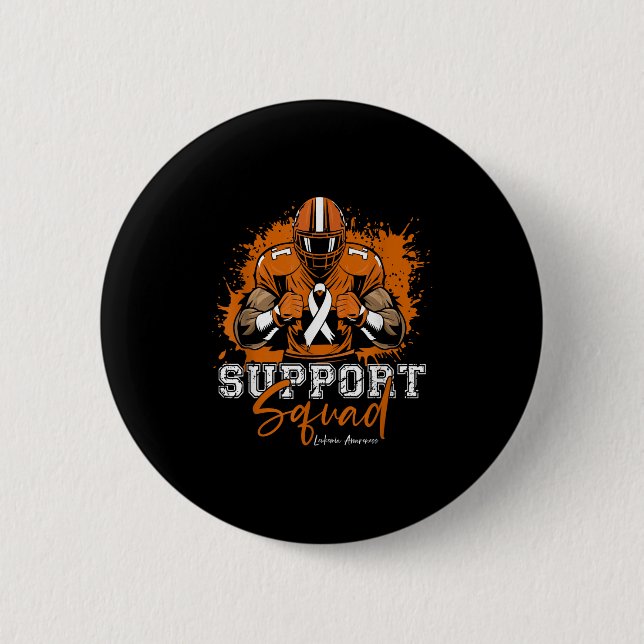 Support Squad Football Orange Ribbon Leukemia Awar Knapp (Framsida)
