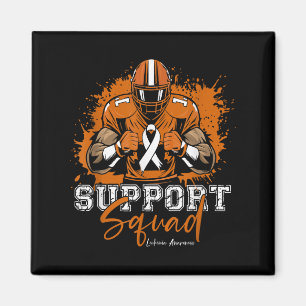 Support Squad Football Orange Ribbon Leukemia Awar Magnet
