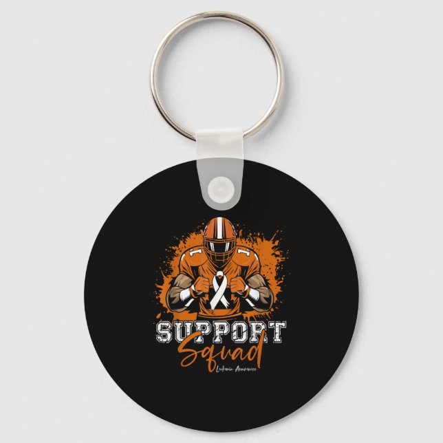 Support Squad Football Orange Ribbon Leukemia Awar Nyckelring (Framsida)