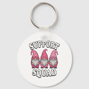 Support Squad Gnome Trio Rosa Breast Cancer Nyckelring