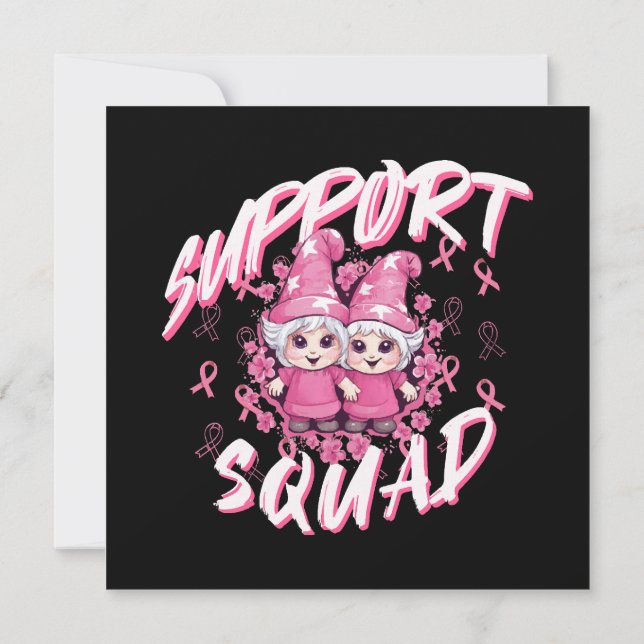 Support Squad Gnome Warrior Bröstcancer Medvetenhe Inbjudningar (Baksida)