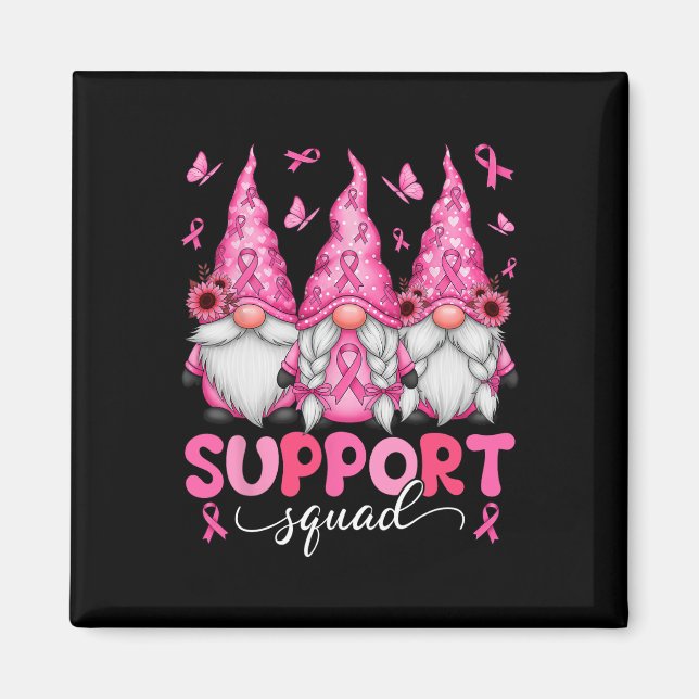 Support Squad Gnomes Breast Cancer Awareness Manar Magnet (Framsidan)