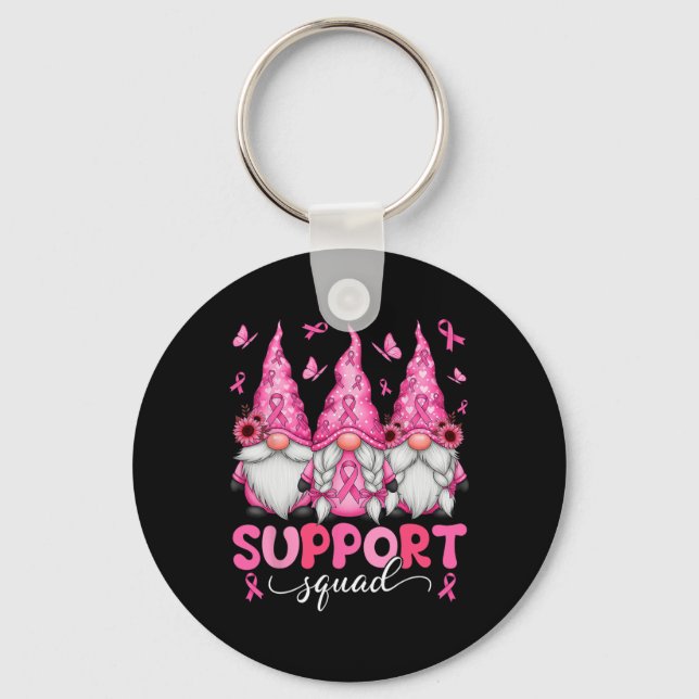 Support Squad Gnomes Breast Cancer Awareness Manar Nyckelring (Framsida)