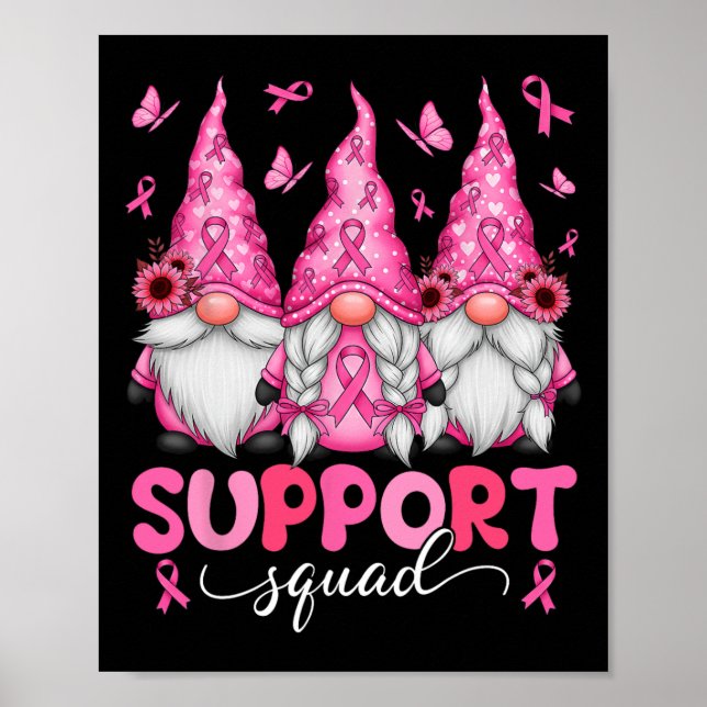 Support Squad Gnomes Breast Cancer Awareness Manar Poster (Framsidan)