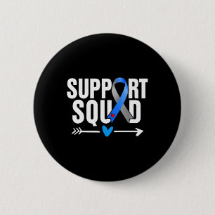 Support Squad Grått Blue Ribbon Diabetes Awareness Knapp