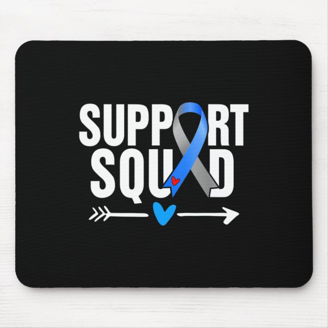 Support Squad Grått Blue Ribbon Diabetes Awareness Musmatta (Framsidan)