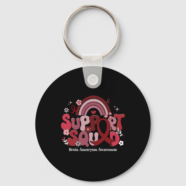 Support Squad Groovy Brain Aneurysm Awareness Gift Nyckelring (Framsida)