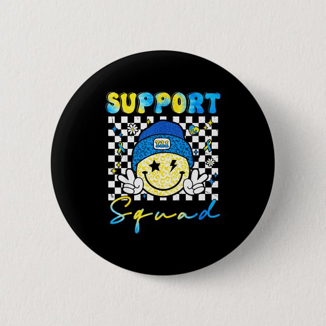 Support Squad Groovy Down Syndrome Awareness Smile Knapp (Framsida)