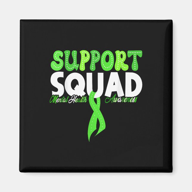 Support Squad Groovy Grönt Mental Health Awareness Magnet (Framsidan)